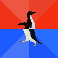 Pingwin nie może się zdecydować idzie w dwie strony