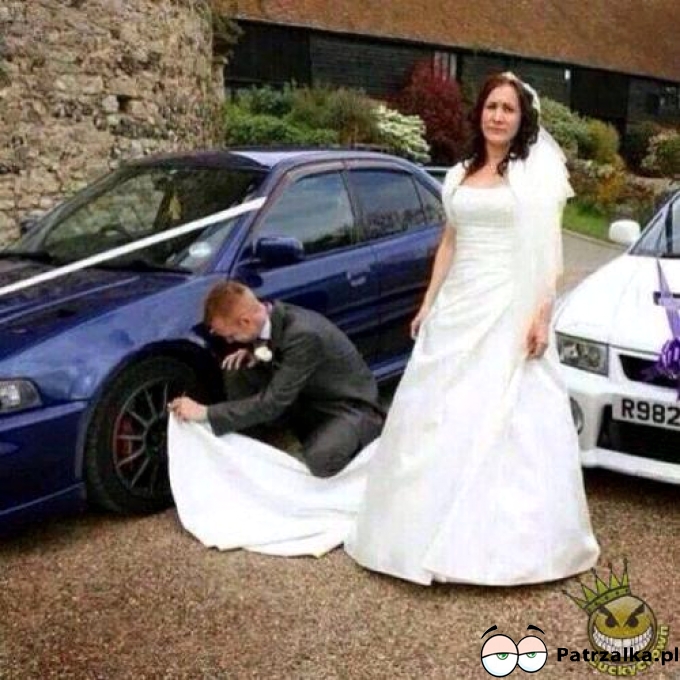Ślub ślubem ale samochód musi błyszczeć