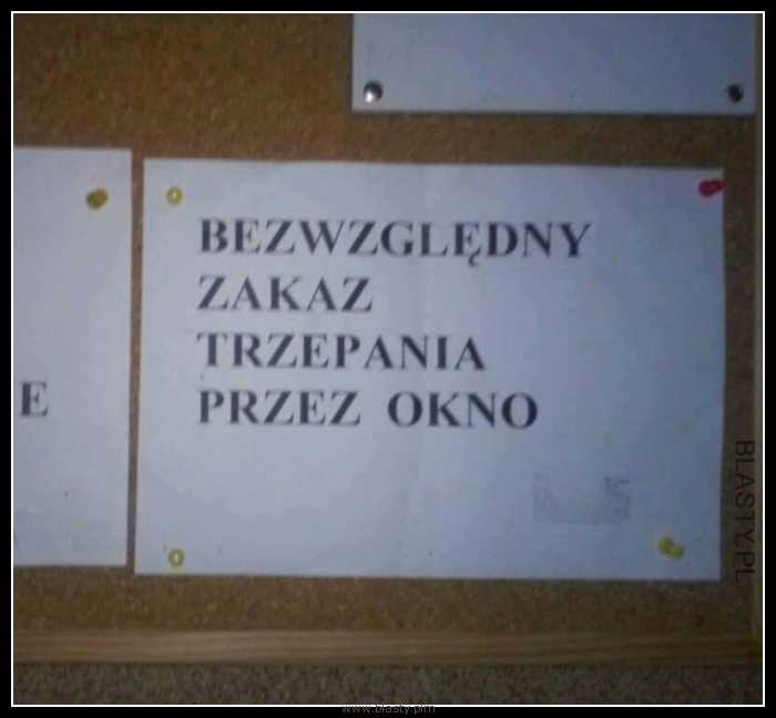 Bezwzględny zakaz trzepania przez okno