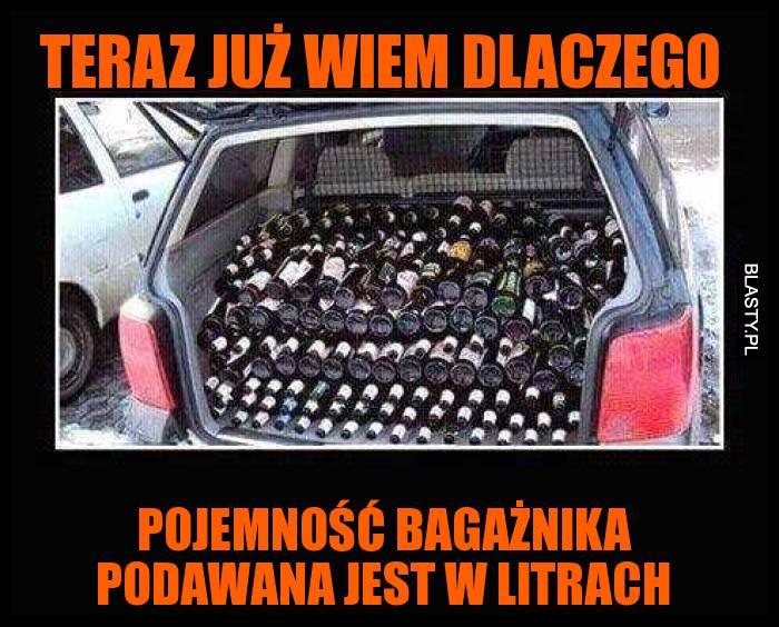 Teraz już wiem dlaczego - Pojemność bagażnika podawana jest w litrach