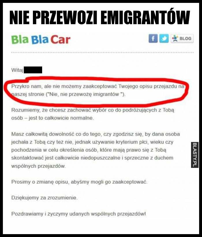 Nie przewozi emigrantów