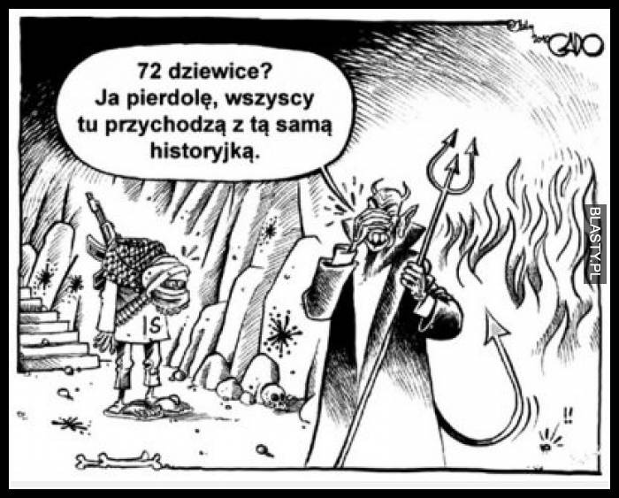 72 dziewice ? Ja pierd. Wszyscy tu przychodzą z tą samą historyjką