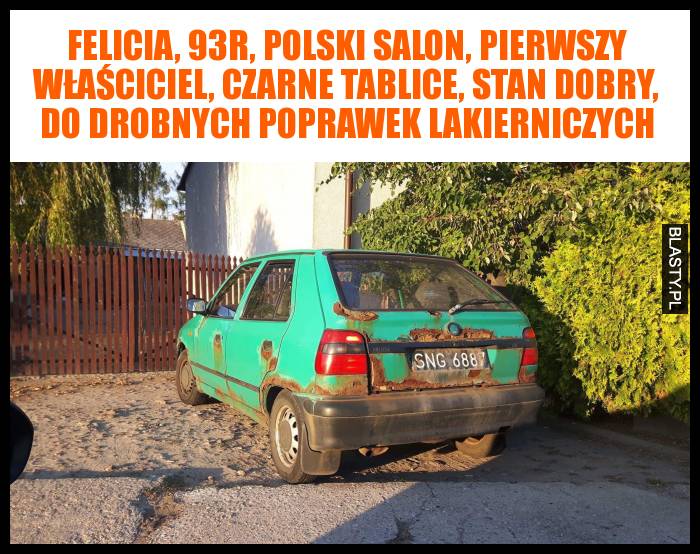 Felicia, 93r, polski salon, pierwszy właściciel, czarne tablice, stan dobry, do drobnych poprawek lakierniczych