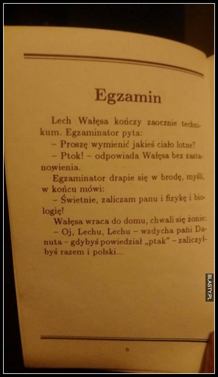 Lech Wałęsa kończy zaocznie techniku, egzaminator pyta
