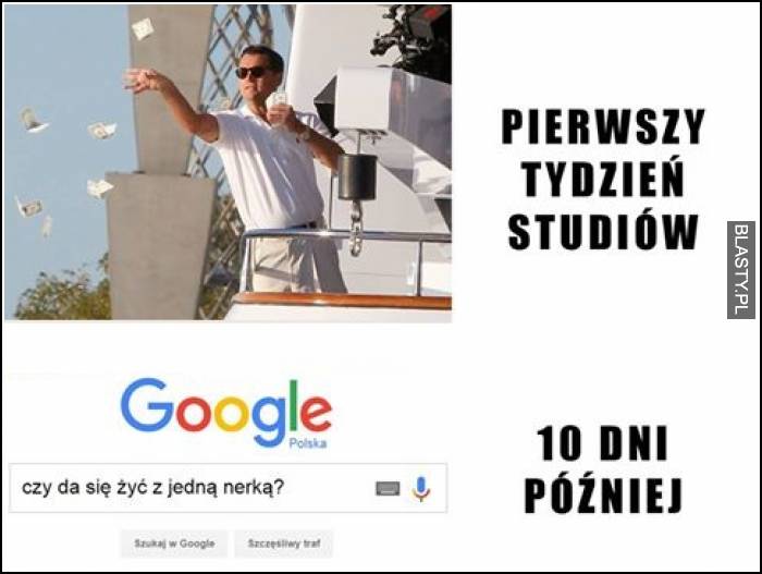 pierwszy tydzień studiów vs 10 dni później