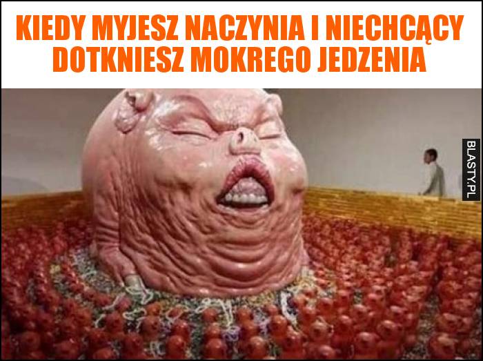 Kiedy myjesz naczynia i niechcący dotkniesz mokrego jedzenia