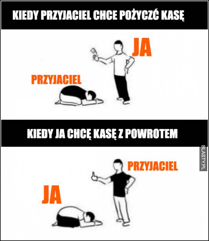 Kiedy przyjaciel chce pożyczyć kasę vs kiedy chcę ją odzyskać