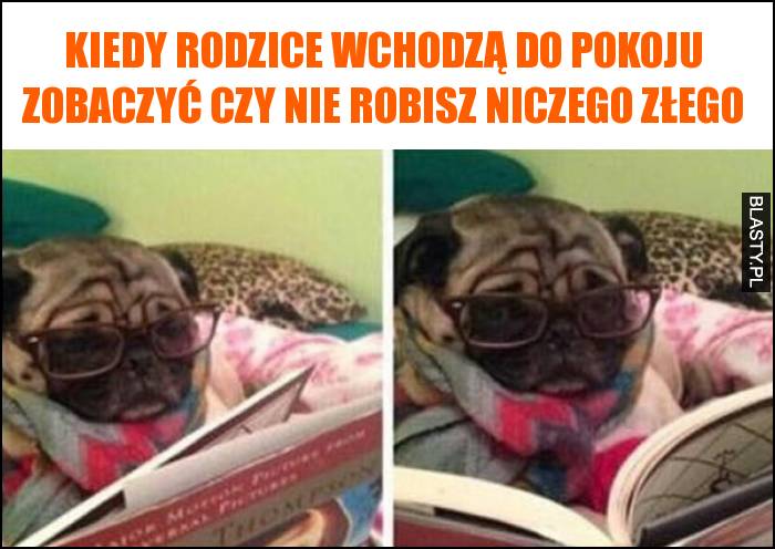 Kiedy rodzice wchodzą do pokoju zobaczyć czy nie robisz niczego złego