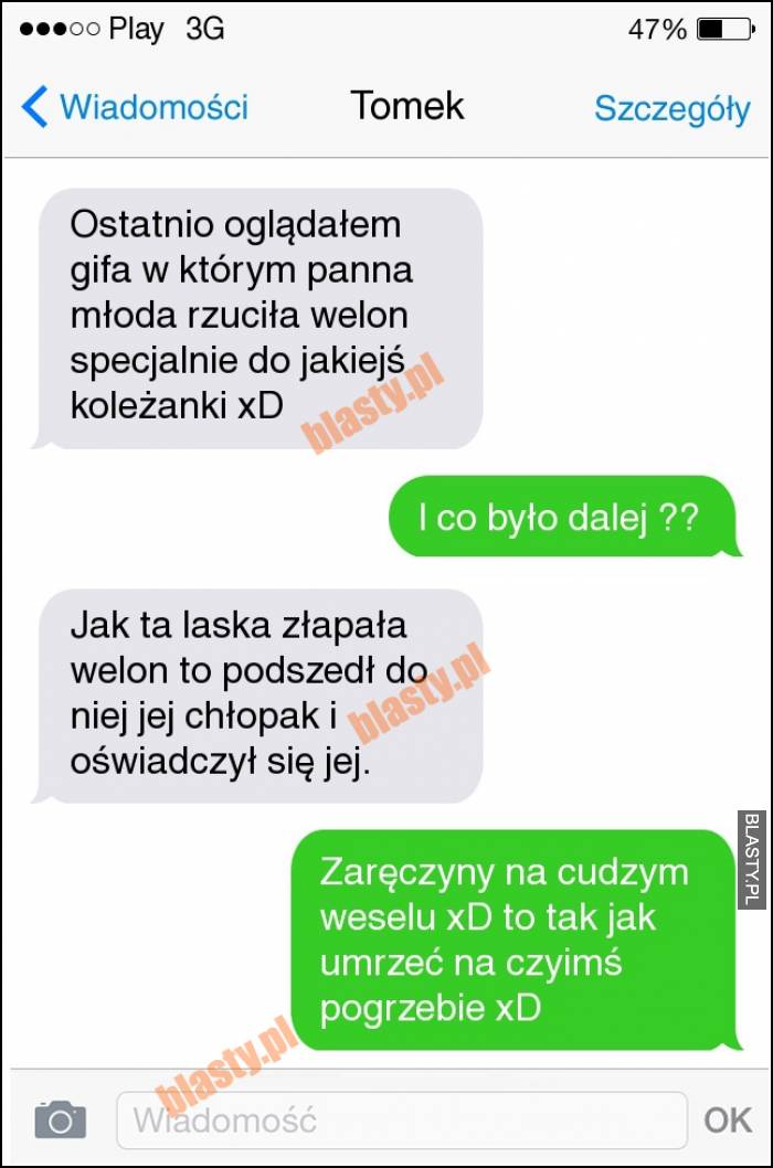 Ostatnio oglądałem gifa w którym panna młoda rzuciła welon