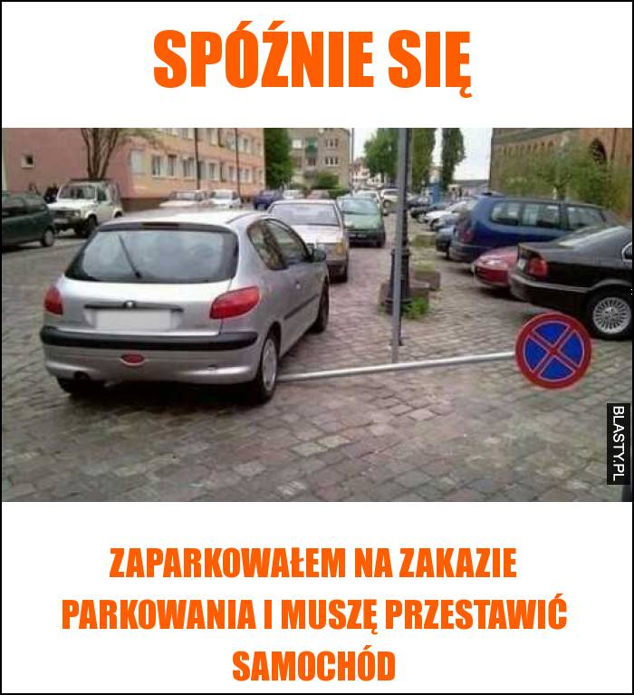 Spóźnie się, zaparkowałem na zakazie parkowania