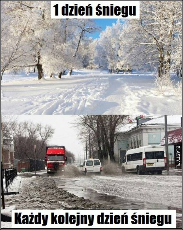 1 dzień śniegu vs każdy kolejny dzień śniegu