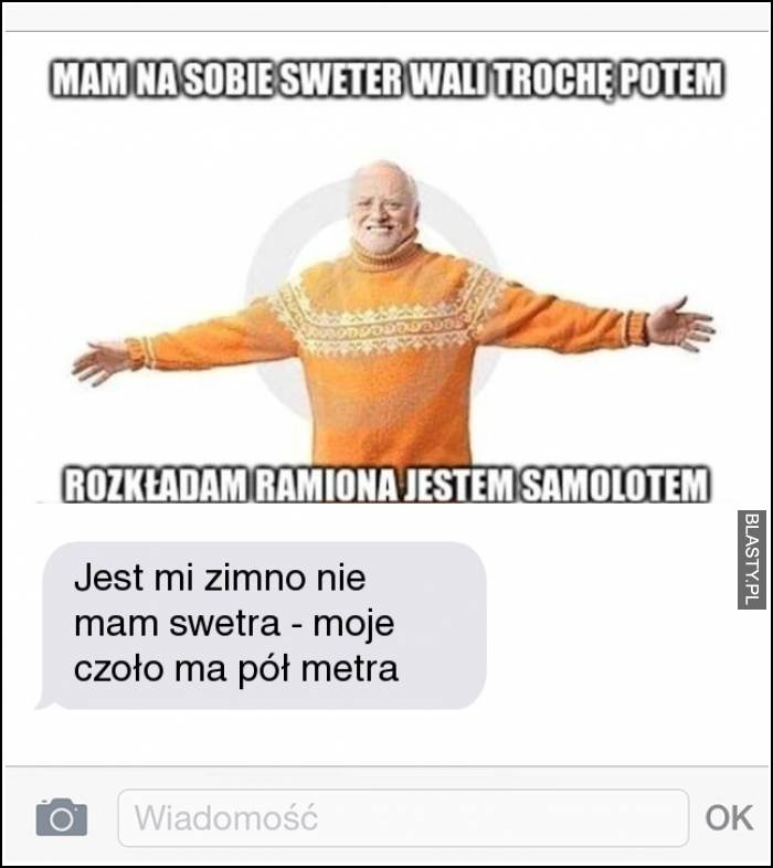 Mam na sobie sweter wali trochę potem