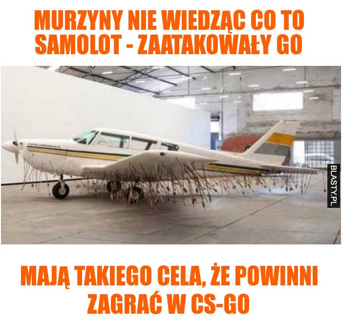 Murzyny nie wiedząc co to samolot - zaatakowały go