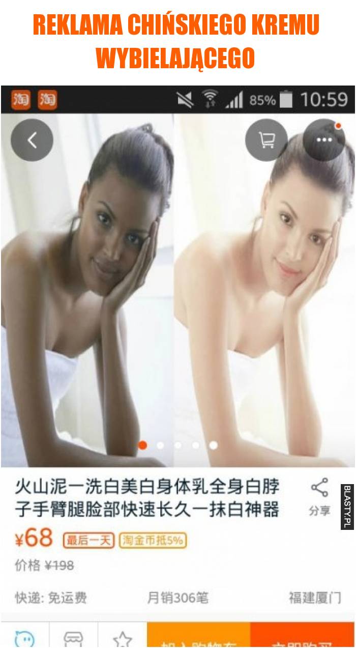 Reklama chińskiego kremu wybielającego