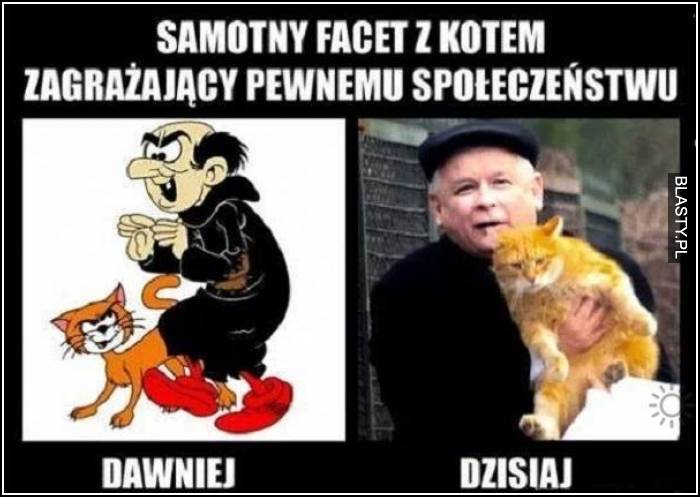 Samotny facet z kotem zagrażający pewnemu społeczeństwu