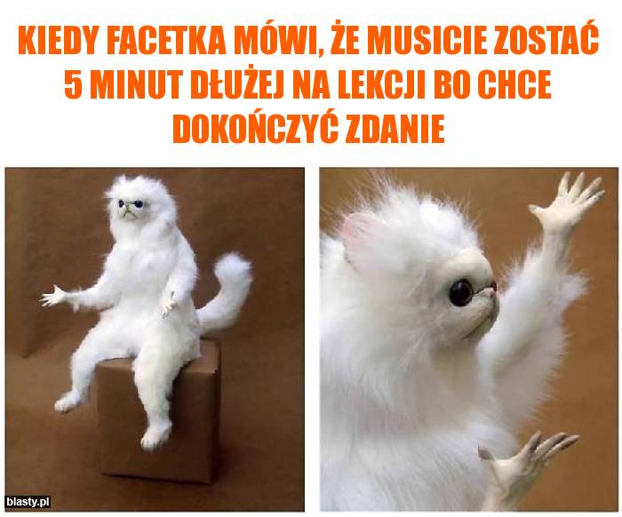 Kiedy facetka mówi, że musicie zostać 5 minut dłużej na lekcji bo chce dokończyć zdanie