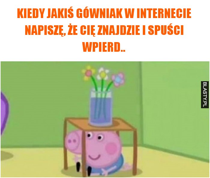 Kiedy jakiś gówniak w internecie napiszę, że Cię znajdzie i spuści wpierd..