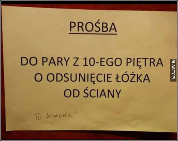 Prośba do pary z 10 piętra