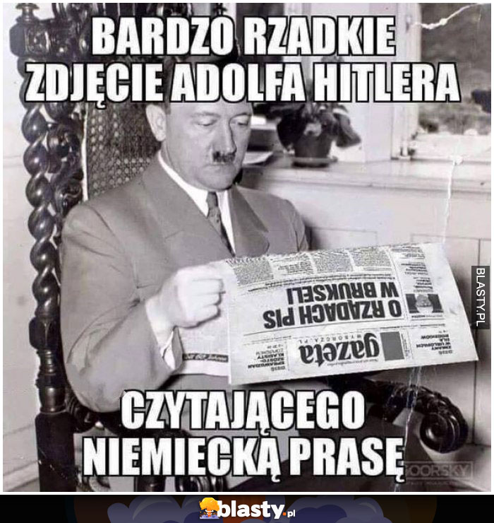Rzadkie zdjęcie Hitler czytającego niemiecką prasę