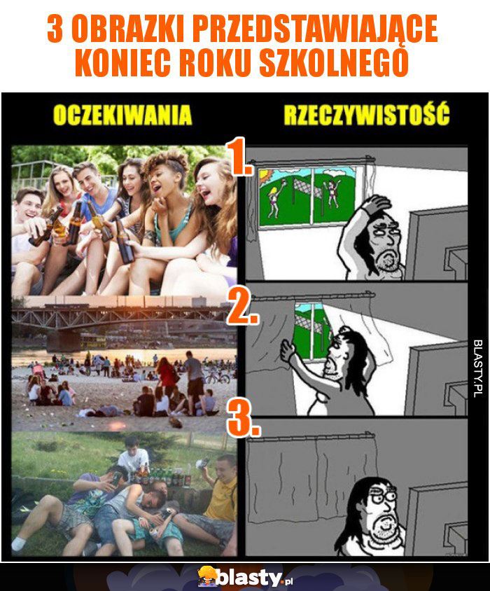 3 obrazki przedstawiające koniec roku szkolnego