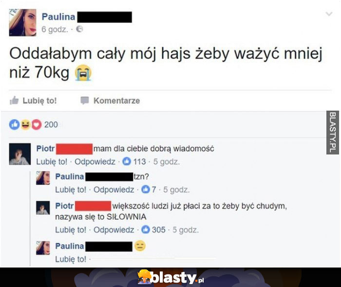 Oddałabym cały mój hajs żeby ważyć mniej niż 70 kg