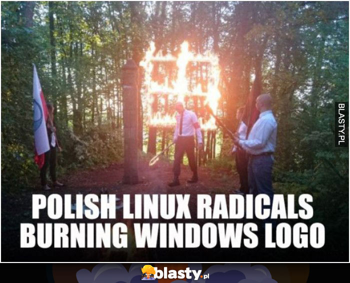 Polish linux radicals burning windows logo