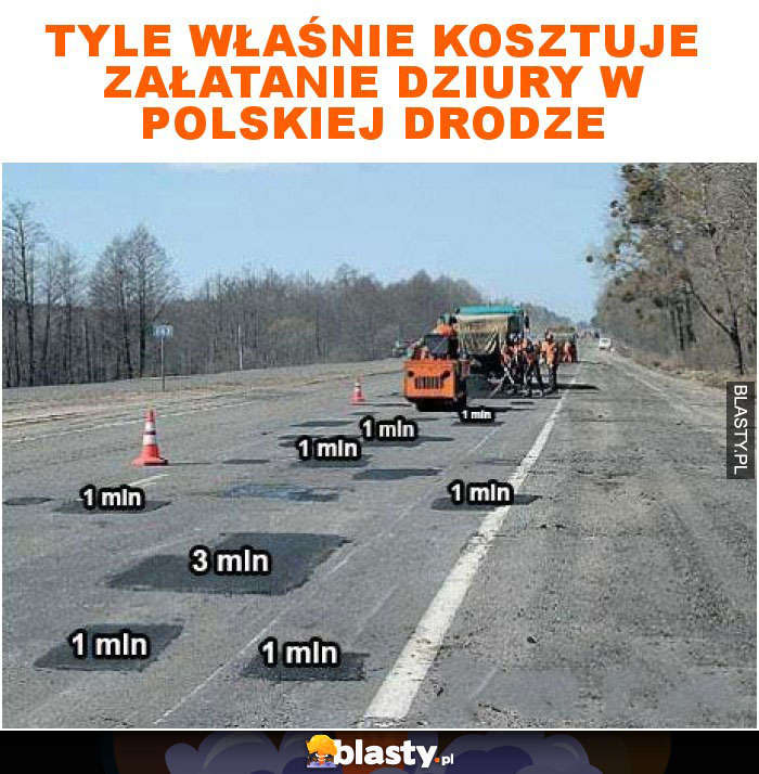 Tyle właśnie kosztuje załatanie dziury w polskiej drodze