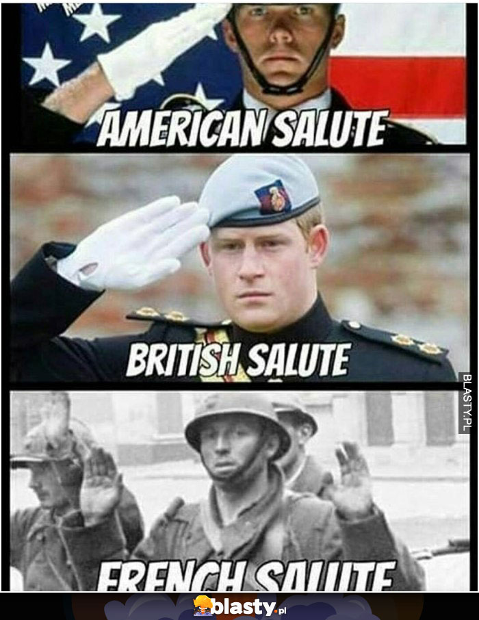 American salute, british salute, french salute