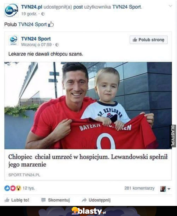 Chłopiec chciał umrzeć w hospicjum - Lewandowski ..