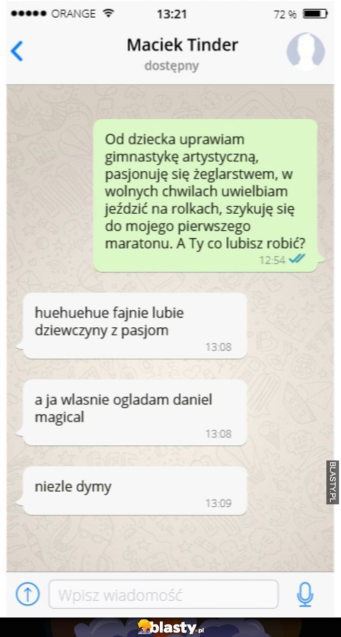 Od dziecka uprawiam gimnastykę