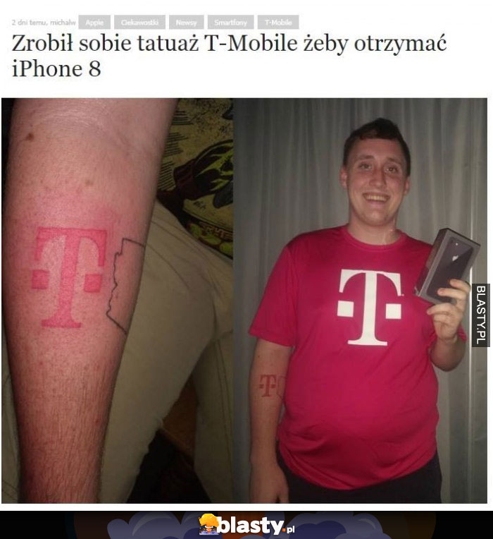 Zrobił sobie tatuaż T-mobile żeby otrzymać iphone 8