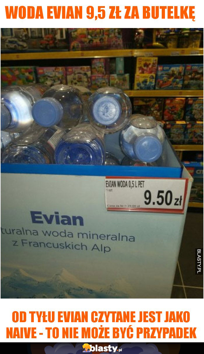 Woda Evian 9,5 zł za butelkę