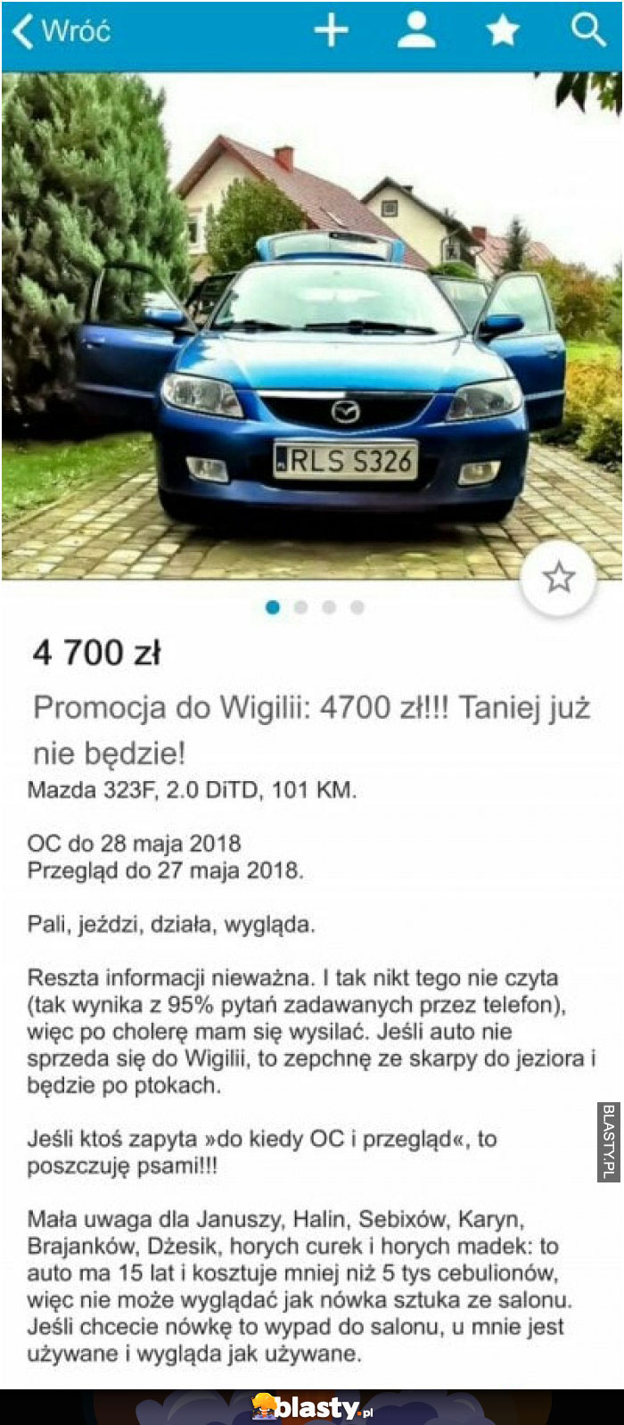 Sprzedaż samochodu olx