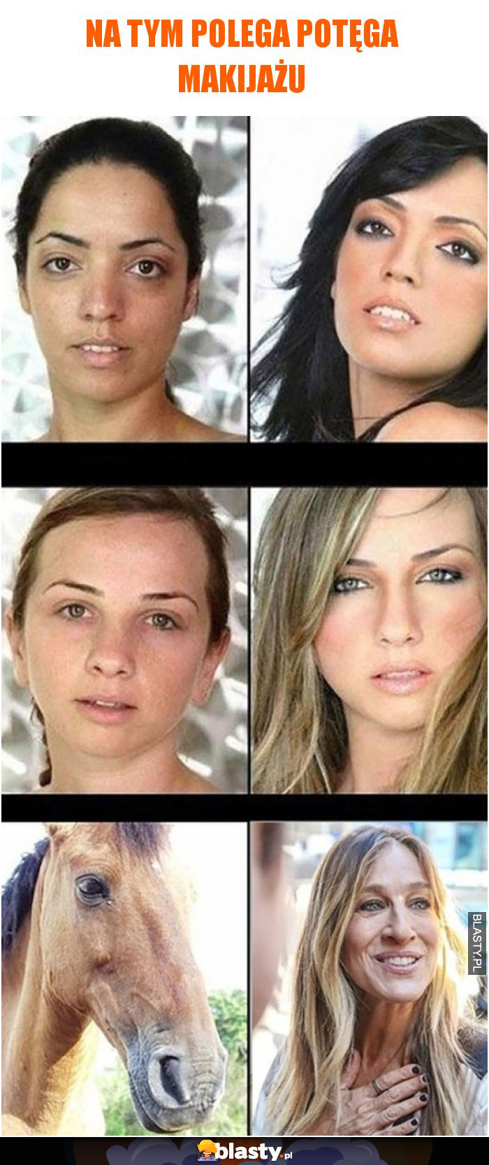 3 zdjęcia pokazujące na czym polega potęga makijażu