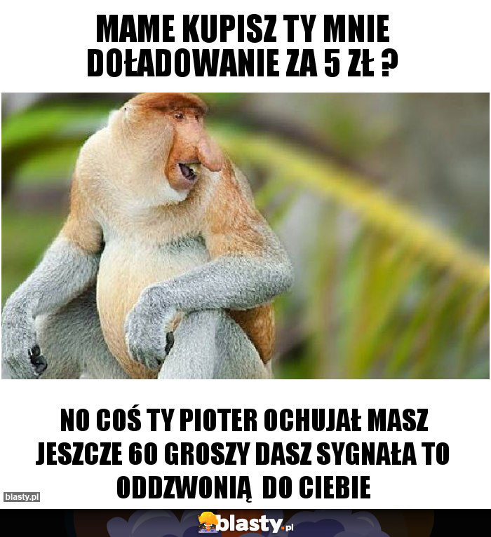 Mame kupisz ty mnie doładowanie za 5 zł ?