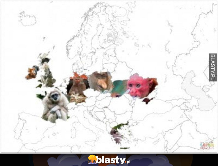 Mapa europy nosacz sundajski i przyjaciele