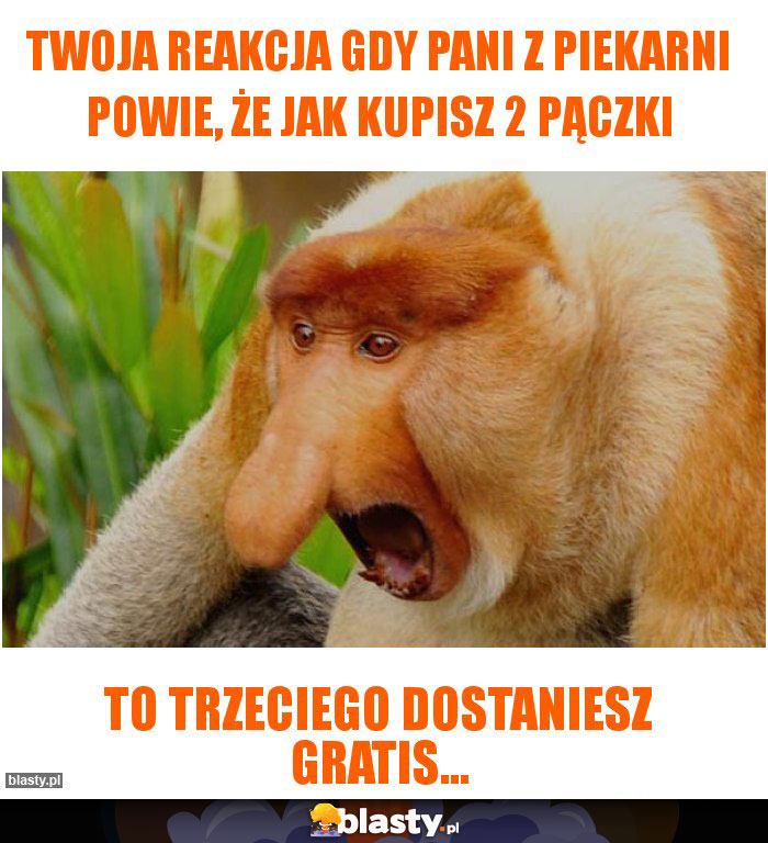 Twoja reakcja gdy pani z piekarni powie, że jak kupisz 2 pączki