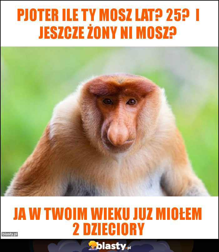 Pjoter ile ty mosz lat? 25?  I jeszcze żony ni mosz?