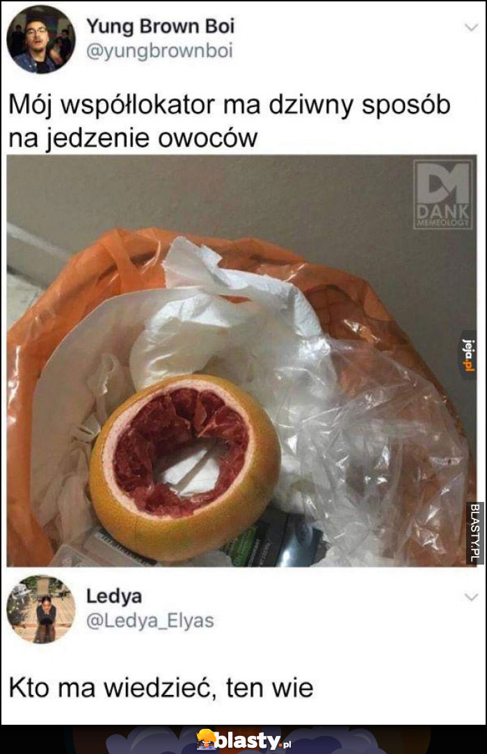 Dziwny sposób jedzenia owoców