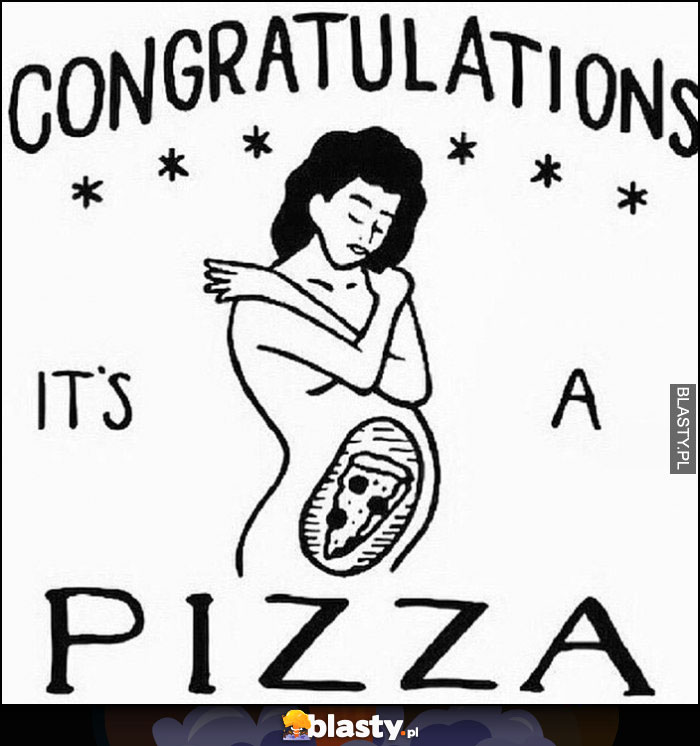 Gratulacje to pizza kobieta w ciąży