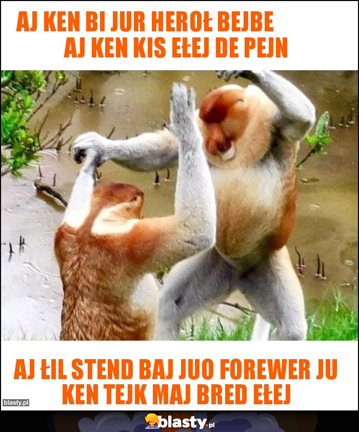 Aj ken bi jur heroł bejbe               Aj ken kis ełej de pejn