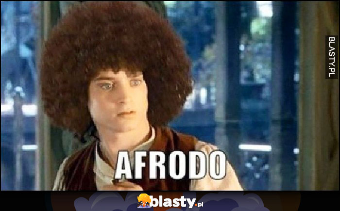 Afrodo Frodo z afro na głowie fryzura