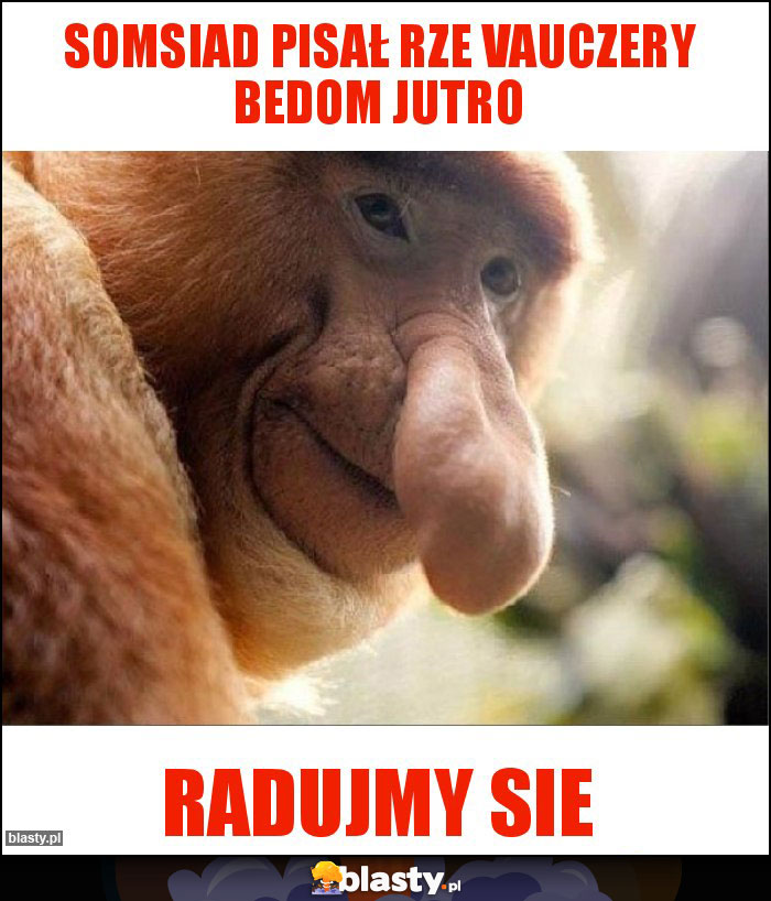 Somsiad pisał rze vauczery bedom jutro