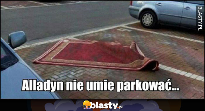 Alladyn nie umie parkować dywan leżący nierówno na miejsach parkingowych