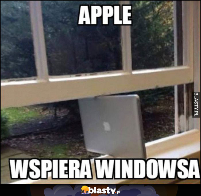 Apple wspiera Windowsa MacBook laptop Apple podpiera okno