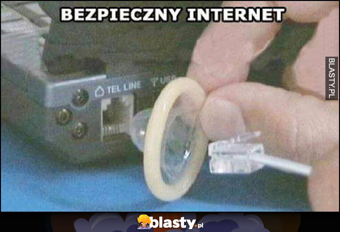 Bezpieczny internet podłączenie się z zabezpieczeniem przez gumkę