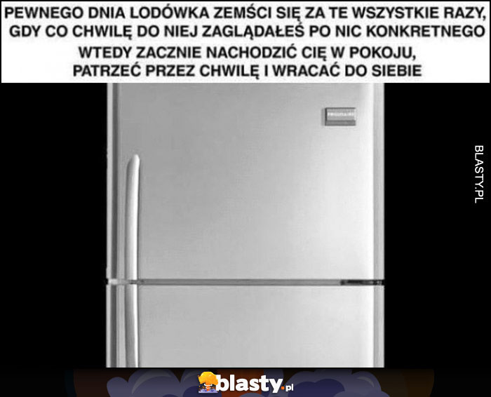 Pewnego dnia lodówka zemści się za te wszystkie razy gdy co chwilę do niej zaglądałeś po nic konkretnego