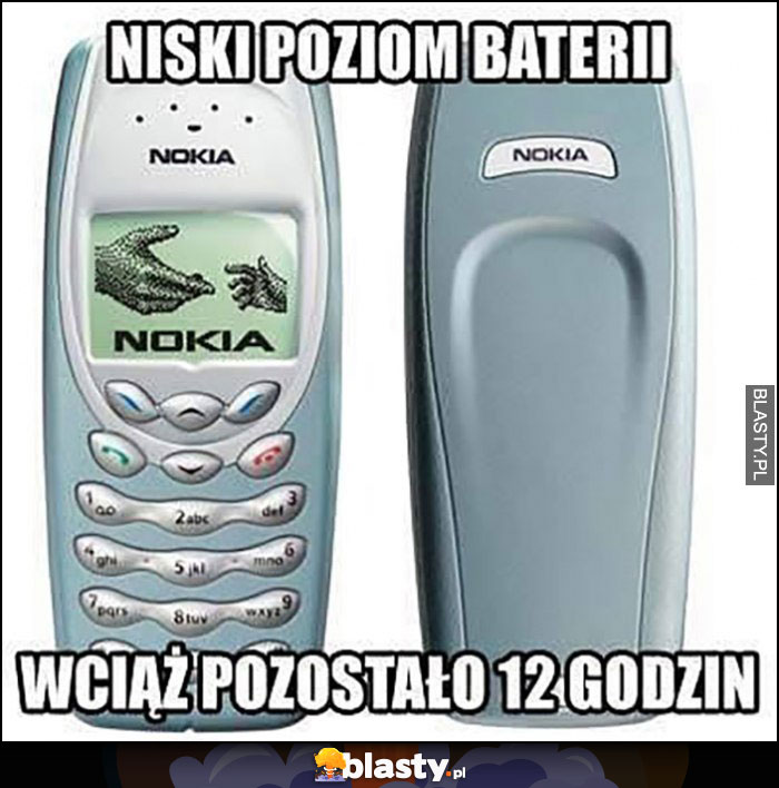 Niski poziom baterii, wciąż pozostało 12 godzin pracy stara Nokia 3410