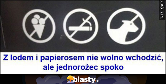 Z lodem i papierosem nie wolno wchodzić, ale jednorożec spoko zakazy