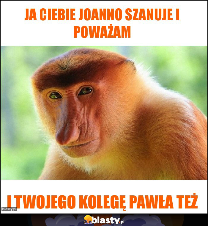 Ja Ciebie joanno szanuje i poważam